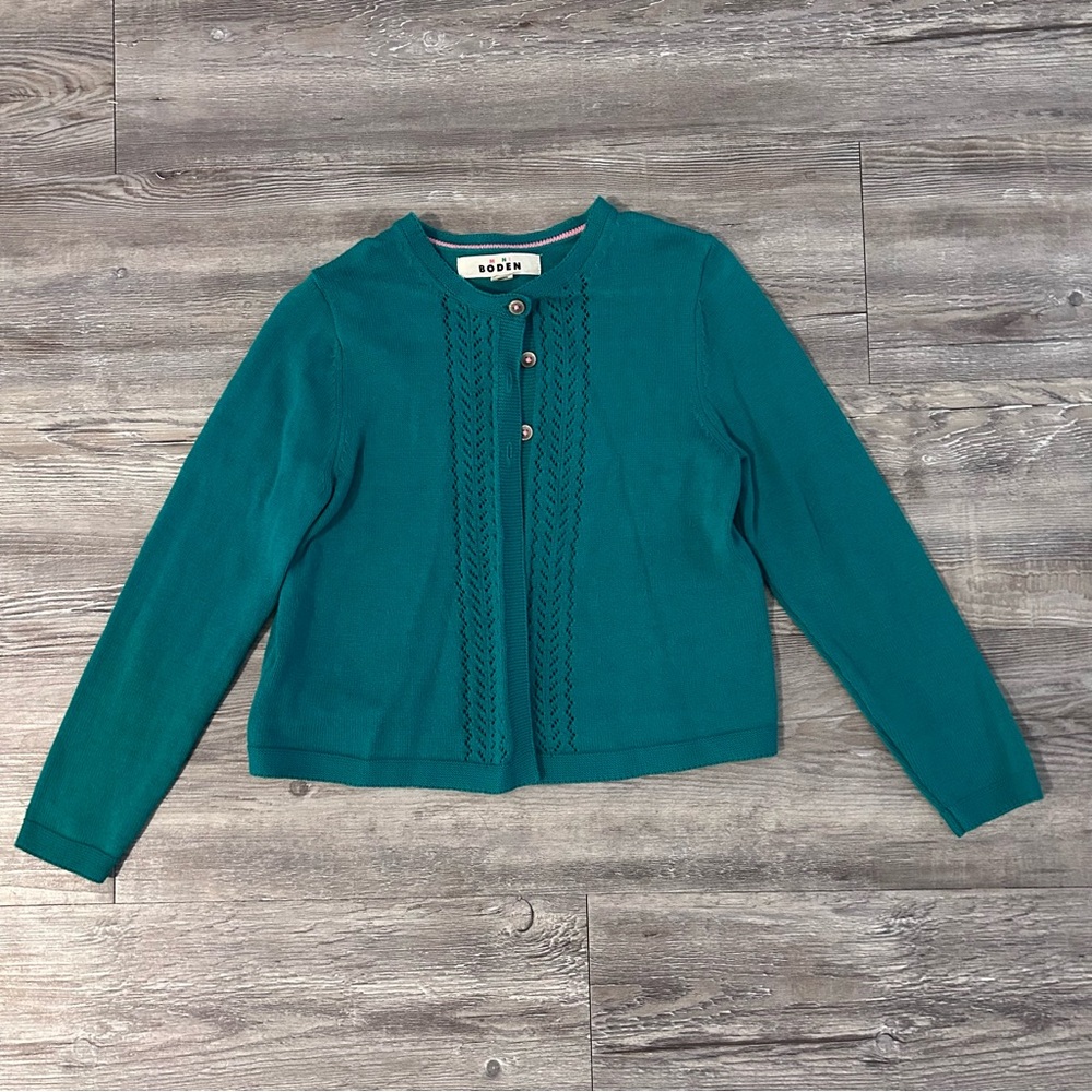 Mini Boden 100% Cotton Green Cardigan